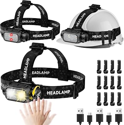 Rechargeable Headlamp Super Bright High Lumens, 3Pack LED Head Lamp with 5 Modes, 120° Adjustable Head Lights for Forehead, Waterproof HeadLamps for Adults Camping Hunting Hiking