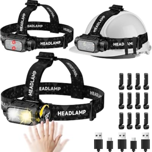 iToncs Rechargeable Headlamp Super Bright High Lumens, 3Pack LED Head Lamp with 5 Modes, 120° Adjustable Head Lights for Forehead, Waterproof HeadLamps for Adults Camping Hunting Hiking