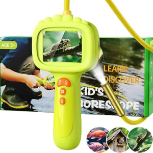 Borescope Camera with Light for Kids, Ashfly STEM Science Educational Toy for 3 4 5 6 7 8 Years Old Boys & Girls, 2.4″ Screen Snake Scope Camera for Birthday Outdoor Camping Nature Exploration-Green