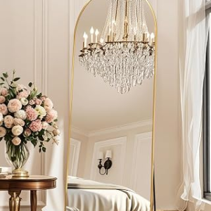 58″x19″Floor Mirror Full Length,Arched Full Length Mirror with Stand,Full Body Mirror,Hanging or Large Leaning for Bedroom Living Room Gold