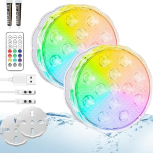 YIAMIA 2 Pack Rechargeable Pool Lights