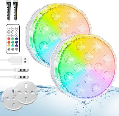 YIAMIA 2 Pack Rechargeable Pool Lights