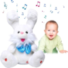 MIAODAM Peek A Boo Bunny Stuffed Animal, Singing Baby Toys for Kids, Children Song & Lullabies Easter Bunny Rabbit Repeats What You Say, Bunny Baby Toys 6-12 Months Talking Singing with Floppy Ears