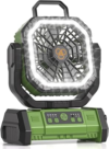 Vicsoon Portable Rechargeable Fan 20000mAh, Battery Powered Camping Fan with LED Light& Remote,Cordless,4 Speeds Wind,Timer for Tent,Travel,Rv Camping Essentials (Green)