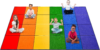 Boooooom Jackson Classroom Rug – 7’6”x13’12” Rainbow Preschool Classroom Carpet with Seating Squares, Non-Slip & No-Trip Edges, Vibrant Colors for Kids Playroom Floor Mat