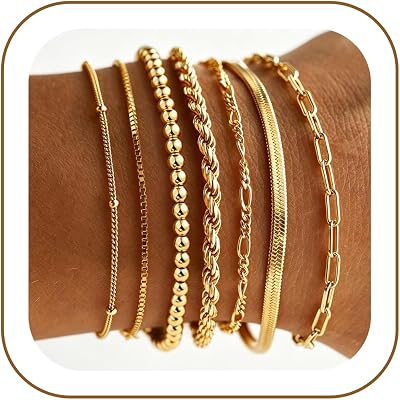 M MOOHAM 7Pcs Gold Bracelets