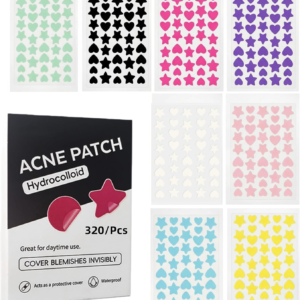 viviyoo 320 Count Heart and Star Face Stickers – Colorful Hydrocolloid Blemish Covers for Skin – 8 Vibrant Colors Cute Facial Decorations – Physical Barrier Spot Stickers, Assorted Sizes
