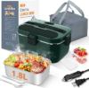 DUPASU Electric Lunch Box Food Warmer: 100W Heated Lunch Box for Adults, 1.8L Portable Fast Heating Lunchbox Food Heater for Car, Truck, Work, Travel, Lonchera Elctrica 12/24V/110-230V