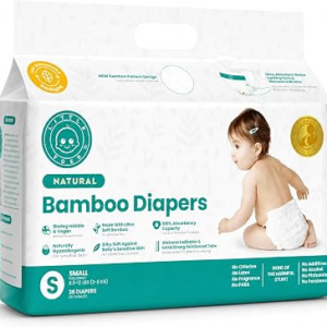 Little Toes Patented Natural Disposable Viscose Diapers ǀ Day and Overnight Diapers ǀ Sustainable | Size 1 Small | 36 Pack