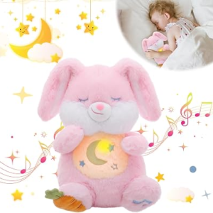 MIAODAM Soothing Breathing Bunny Plush with Relaxing Music, Hugging Toy | Realistic breathing, relaxing music, Huggable plush for babies, emotional comfort and sensory calm