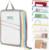 ROYPACK 7 Pack PVC Mesh Zipper Pouch Set with 1 Organizer Bag A4/Letter Size Translucent File Bags Water-Resistant Plastic Document Pouches for Office College School & Travel Supplies (8pcs)