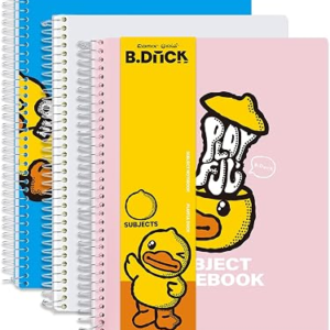 Comix Plastic Cover 3 Subject Notebook, 150 Sheets College Ruled Notebook for Office/School/Home, 3 Packs (Blue, White, Pink)