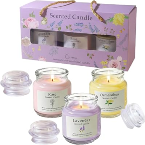 SILEAGEO 3 Pack Scented Soy Candles Gift Set
