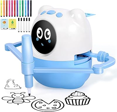 Drawing Robot for Kids, Montessori Interactive Learning Toy with 150+ Cards, Step-by-Step AI Art Tutor for Toddlers 3-8, Screen-Free Educational Gift, Spell & Draw Supplies for Boy
