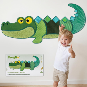 KreyNa Sensory Wall Panel, Crocodile Sensory Wall Toy Textured Felt Fabric Touch Sensory Mats for Kids with Autism, ADHD, Montessori Activity Play Panels Soft Wall Decor for Playroom & Classroom