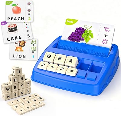 Educational Toys Learning Games for Kids 3-8, Matching Letter Spelling Early Math Game for Preschool& Kindergarten Kids Boys and Girls ,Christmas Birthday Gift for 4 5 6 7 Boys Girls(Navy Blue)