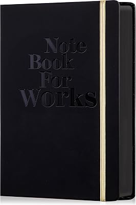 MINICAGIE Lined Journal Notebook for Men and Women, 256 Pages Black Journals for Writing, Hardcover A5 Journaling Notebooks Daily Work Travel Office Journal 5.7'' X 8.5'' Black Gold