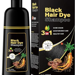 IIIMEIDU Hair Dye Shampoo for Gray Hair Coverage, 3 in 1 Natural Black Dye for Women Men, 500ml