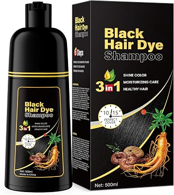 IIIMEIDU Hair Dye Shampoo for Gray Hair Coverage, 3 in 1 Natural Black Dye for Women Men, 500ml
