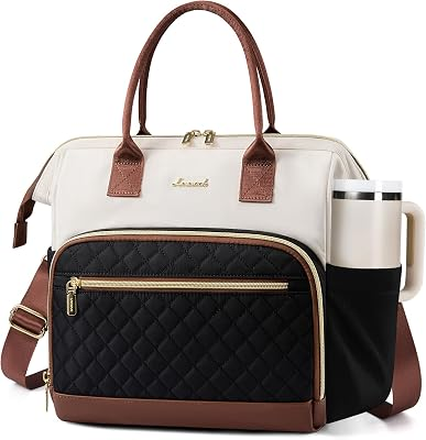 LOVEVOOK Lunch Bag Women, Insulated Adult Lunch Box for Women Work, Wide Opening Leakproof Cooler Tote Bag for Office Campus Picnic Beach with Shoulder Strap, Loncheras Para Mujer with Cup Holder
