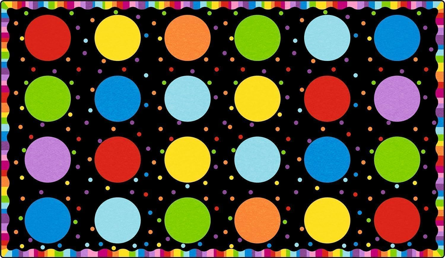 Booooom Jackson 7'6''x13' Colorful Polka Dots Circles Classroom Rug for Kids Room Seating Décor -Thick Nylon Large Preschool Carpet for Teaching, Playroom, Non-Slip &No Triping,20X Stain Resistance