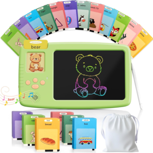ZONSTVYS Talking Flash Cards for Toddlers: 2-in-1 LCD Writing Tablet with 510 Sight Words, Montessori Language Learning, Autism & Speech Therapy Toys for Children Ages 1-6, Green