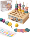 Biottro Montessori Toys for 3 4 5 Year Old – 5 in 1 Learning Education Toy for Toddler Kid Boys Girls – Shape Matching Stacking Color Sorting Beads Lacing Sensory Fidget Gifts