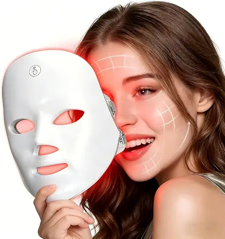 XANBYYE Red Light Therapy for Face,Red Light Mask for Anti-Aging, LED Face Mask Light Therapy Adjustable Brightness with 7-Color LED Facial Mask, Rechargeable Light Care Beauty Device for Home Use