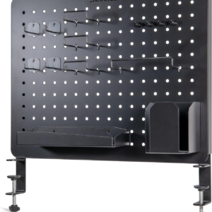 ENHANCE Metal Pegboard Desk Organizer (18 x 14 in) Clamp On Desk Peg Board with 14 Attachments, Pegboard Shelf and Pegboard Hooks, Desktop Organizer for Home Office, Crafts, or Gaming Setups