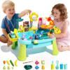 Ploomi Upgraded Toddler Sand Water Table Toy with Electric Water Pump, Kids Sand Water with Faucet/Play Food Accessories/Fishing Toy, Kitchen Play Sink Toys for Girl Boy Age 3+ (Light-Blue)