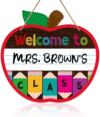 WaaHome Welcome Sign for Classroom Door Decorations 11.3″x12″ Personalized Apple-shape Teacher Door Sign Back to School Welcome to Our Classroom Sign Teacher Name Sign for Classroom Door Teacher Supplies