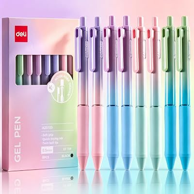 DELI 8 Pcs Retractable 0.5mm Fine Point Black Ink Pens