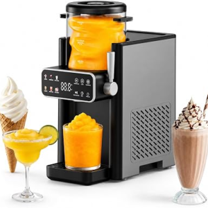 Slushie Machine for Home No Ice Needed Frozen Drink Maker with 6 Preset Modes for Ice Cream, Frappés, Milk Shake, Slushy Machine with LED Display Ideal for Family Gathering, Black,