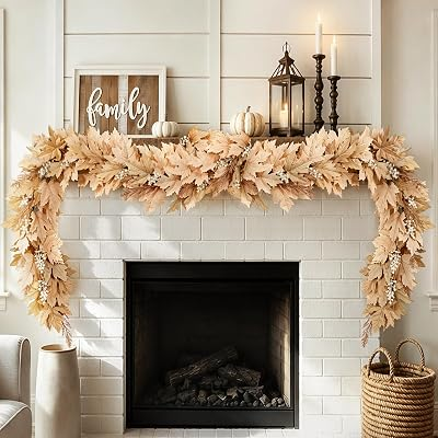 ZESUA 6Ft Artificial Berry Cypress Leaves Fall Garland