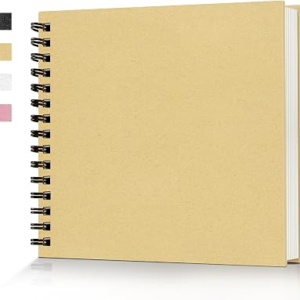Popotop 8×8 Inch Scrapbook Photo Album, 60 Page Decorative Kraft Paper Book for 4×6 Pictures, DIY Memory Photo Albums as Gifts for Wedding Baby Christmas School Family