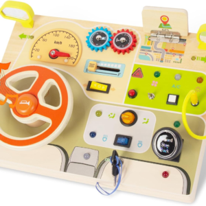Montessori Busy Board for Toddlers Baby Busy Board Car Steering Wheel Wooden Sensory Board Travel Toys for Fine Motor Skill Gift for 3+ Years Old Boys Girls Christmas Birthday Parents