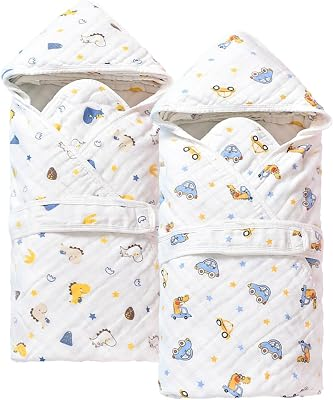 2 Pack Hooded Baby Bath Towels,Large 32"x 32",Cotton Baby Bath Towel with Hood for Infant Toddler and Kids, Soft and Absorbent,Unisex Baby Bath Essentials. (Cars/Dinosaurs)