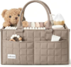 Baby Diaper Caddy Organizer, Portable Nursery Storage Basket with Handle for Newborn Boy or Girl, Gift for Baby Shower Essentials, Registry Must Have Bag, Caddie Car Organizer, Brown