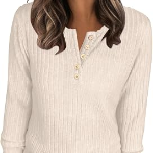 ANRABESS Womens Henley Shirts