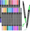 SZTCECDM 24Color Dual-Tip Art Markers Set, Fine & Brush Tips for Adult Coloring Books, Watercolor & Drawing Pens, Artist Marker Pens for Illustration, Sketching, Journal