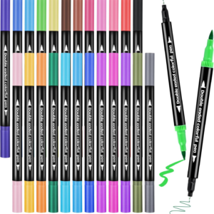 SZTCECDM 24Color Dual-Tip Art Markers Set, Fine & Brush Tips for Adult Coloring Books, Watercolor & Drawing Pens, Artist Marker Pens for Illustration, Sketching, Journal