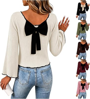 WABKDERPU Bow Sweater