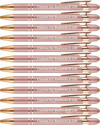 Up to 480 Pcs Personalized Pens in Bulk, Custom Metallic Printed Name with Black Ink, Customized Pens Bulk with Stylus-Great Gift Ideas(Rose Gold Barrel)