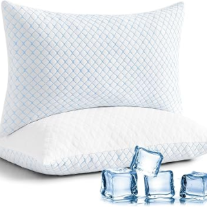 mislili Cooling Pillows Queen Size Set of 2, Adjustable Firm Shredded Memory Foam Queen Pillow, Queen Size Pillows for Stomach Back Side Sleepers, Washable Cover, with Extra Fill
