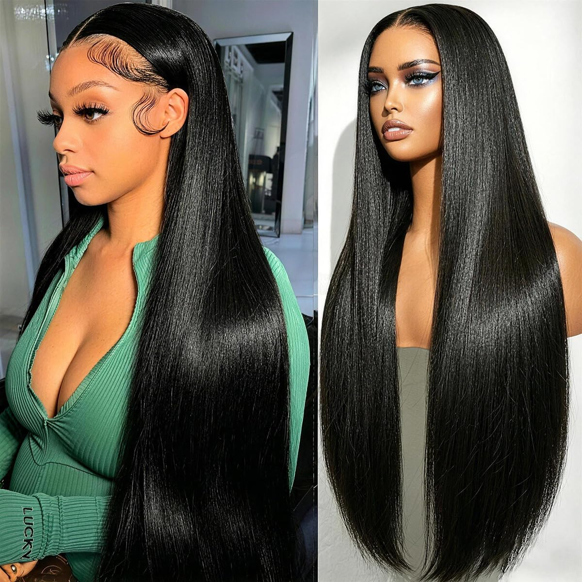 26Inch Straight Wigs Human Hair 13x6 Real frontal Wig 220 Density HD Lace Front Wigs Human Hair Pre Plucked Straight Human Hair Wig for Women Natural Black No Synthetic Fiber True to Length