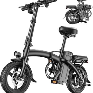 Folding Electric Bike, 14″ E-Bike for Adults | UL2849 certified folding e-bike with 1000W peak power, 48V 10Ah battery, 45-mile range, and 14″ tires.