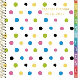 Teacher Planner 2026-2027 Weekly and Monthly Teacher Planner 2026-2027 Academic Year, July 2026 – June 2027, 8.7″ x 10.8″, Lesson Planner Book with Twin-Wire Binding & Tabs for Teachers – Multicolor
