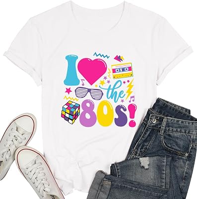 AMWIPE Women I Love The 80s Tshirts