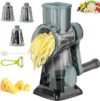 Cheese Grater with Handle, Multifunctional Manual Rotary Cheese Grater – Cheese Shredder Easily Chop Carrots, Potatoes, Vegetables and Fruits and Easy to Clean (Blue)