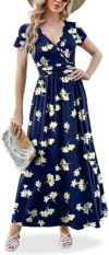 ANRILITA Womens Wrap V Neck Maxi Dress